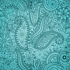 Vintage floral motif ethnic seamless background.