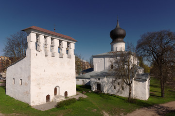 Fototapeta na wymiar Church of the Assumption at the Ferry was built in 1521 in Pskov