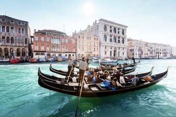 Obraz na płótnie Canvas gondolas on canal, Venice, Italy