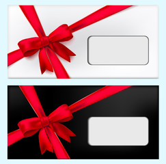Gift black and white envelope tied red ribbon cross ribbon