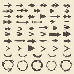 Arrows  silhouette icon set.   Editable and design suitable