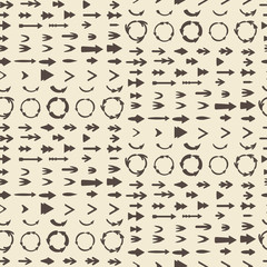 Arrows  silhouette icon set seamless texture.  Editable and