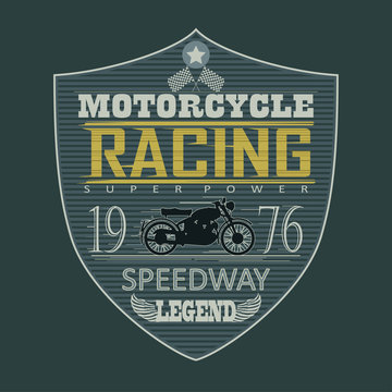 Motorcycle Racing emblem, t-shirt