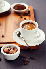 Coffee cup and beans