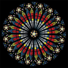 Cathedral window stained glass - obrazy, fototapety, plakaty