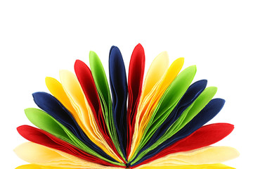 Serving colored paper napkins isolated on white background