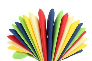 Serving colored paper napkins isolated on white background