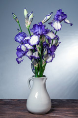 bouquet irises in vase
