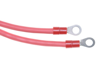 Electrical cables with terminal isolated on white background