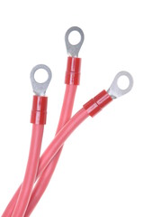 Electrical cables with terminal isolated on white background