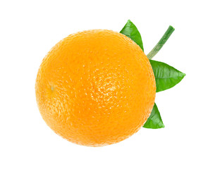 Orange with leaf isolated on white background