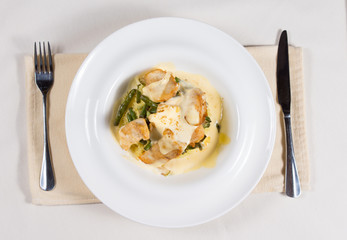 Creamy Prepared Dish at Simple Place Setting