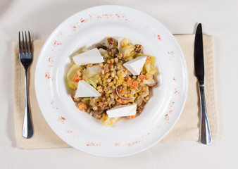 Prepared Dish Served in White Bowl
