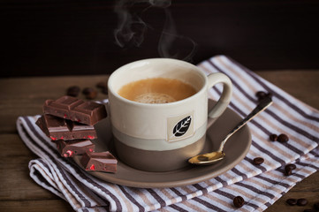 Cup of  hot espresso coffee