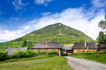 Scenic view of old traditional village Vlkolinec in Slovakia