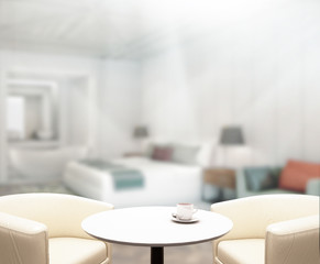 Table Top And Blur Background In Bedroom