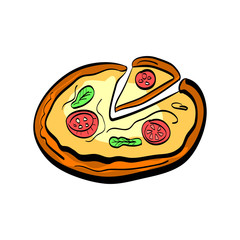 Illustration of flat doodle pizza