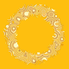 Retro vintage disco techno circles decorative frame