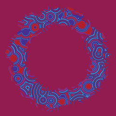 Retro vintage disco techno circles decorative frame