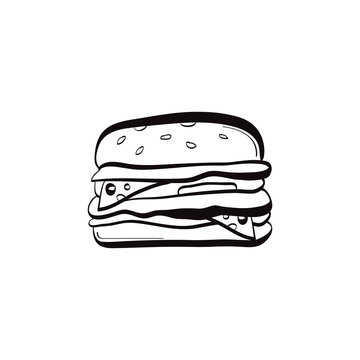 Illustration of doodle burger icon