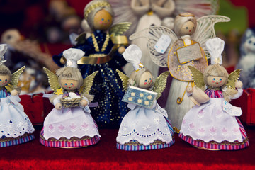 Christmas Decorations at the German Christmas market, close up