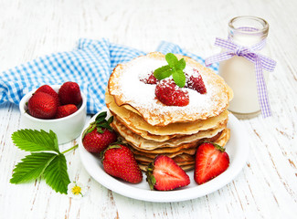Pancakes with strawberries