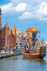 Fototapeta premium Cityscape on the Vistula River in Gdansk, Poland.