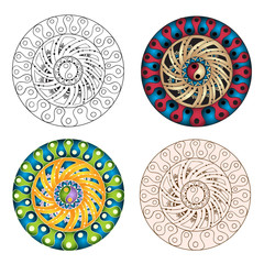 Set of ethnic design mandala elements.