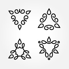 Set of simple line art monogram logo design