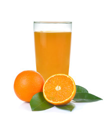 Glass of  orange juice  on white background