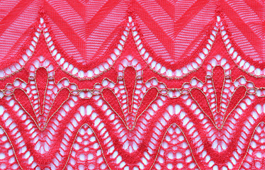 The macro shot of the lace texture material