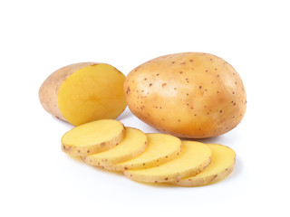 Sliced potatoes on white background