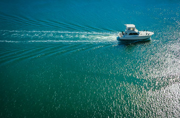 boating in caribbean sea.