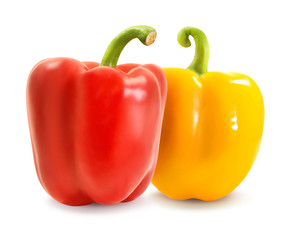 Two red and yellow pepper