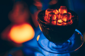 hookah hot coals for smoking in natural lighting - obrazy, fototapety, plakaty