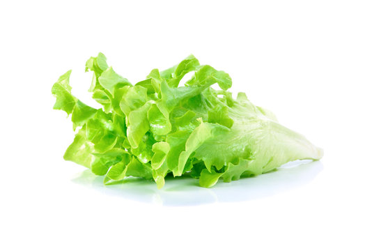 fresh  lettuce leaves isolated on white