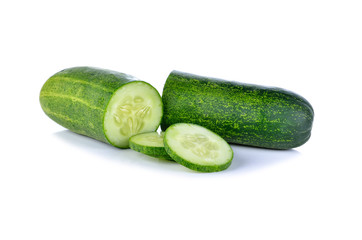 Fresh slice cucumber on white background