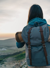 Female traveler with backpack