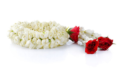 Thai garland colorful flower on white background