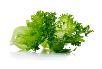 fresh  lettuce leaves isolated on white