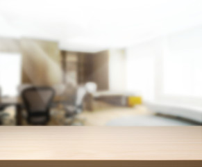 Obraz na płótnie Canvas Table Top And Blur Office Background