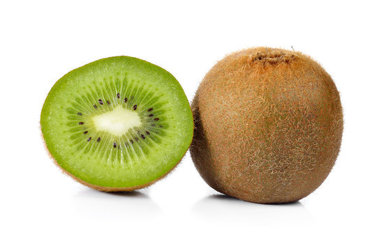 Fresh kiwi fruit on a white background