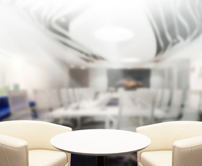 Table Top And Blur Office Background