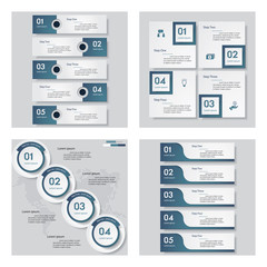 Collection of 4 blue color template/graphic or website layout. Vector Background.