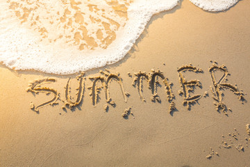 Summer word on sea beach