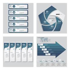 Collection of 4 blue color template/graphic or website layout. Vector Background.