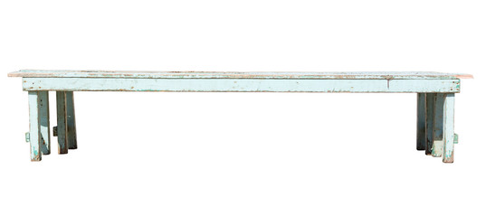 old wooden bench isolated on white background