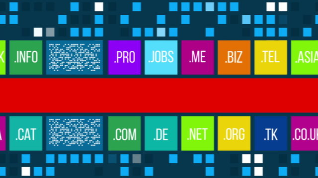 Domain names concept animation with copy space. Seamless loop.