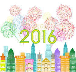 Obraz premium new year fireworks above the city