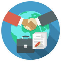 Modern flat international business cooperation concept